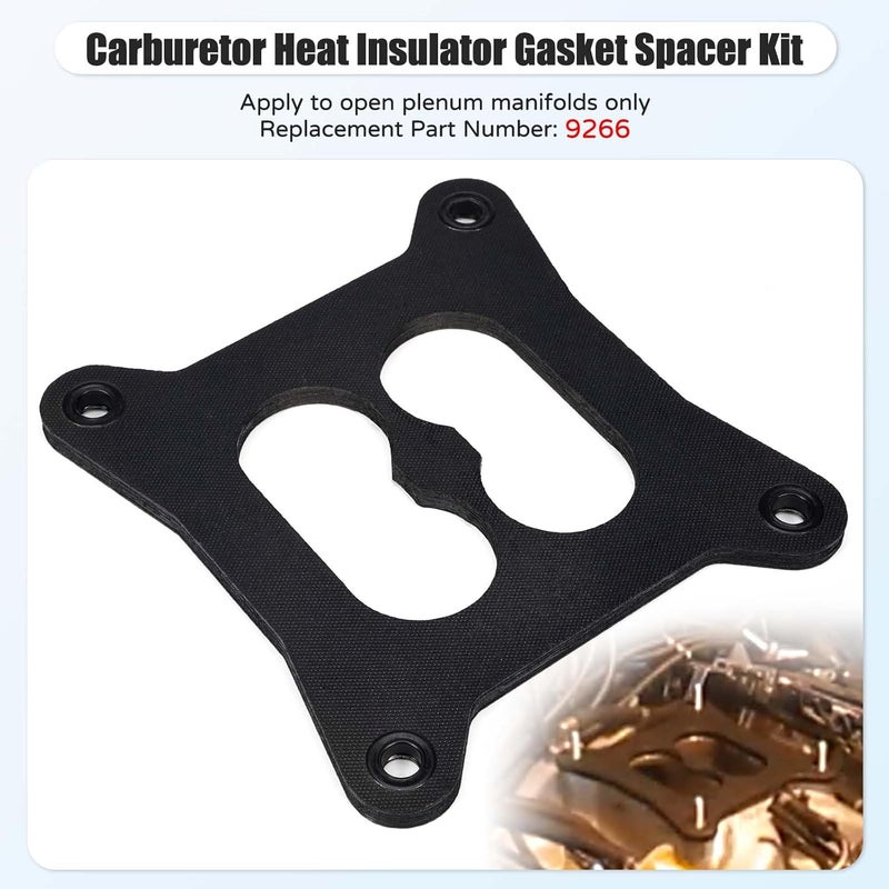 Atesilor 9266 Divided Square Bore Carburetor Heat Insulator Gasket Spacer with Mounting Stud Kit Fit for Edelbrock Performer Holley Thunder Carburetors & Divided Plenum Manifolds, Replace 2732 - Image 2